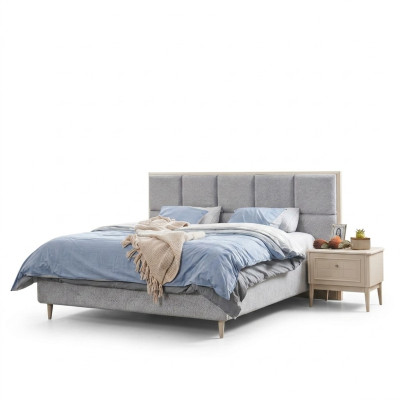 Set da camera da letto design, letto + 2 comodini, letto matrimoniale di lusso.