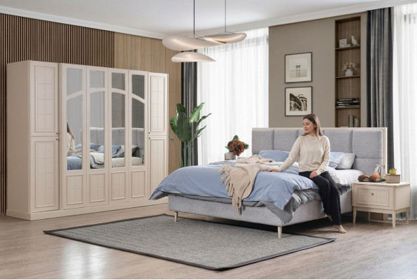 Camera da letto Set di lusso Letto completo 2x Comodino Armadio Moderno 4 pezzi