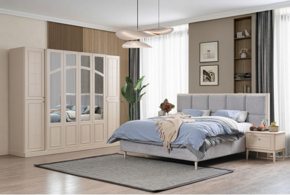 Camera da letto Set di lusso Letto completo 2x Comodino Armadio Moderno 4 pezzi