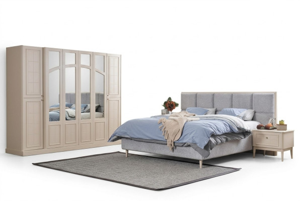 Camera da letto Set di lusso Letto completo 2x Comodino Armadio Moderno 4 pezzi