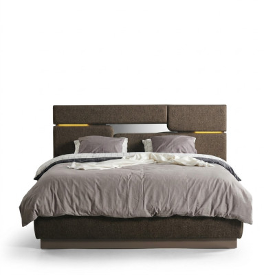 Set da camera da letto con letto di lusso colore marrone e 2 comodini 3 pezzi nuovi