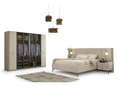 Mobili da camera da letto moderni letto design in legno 2x comodini 4 pezzi