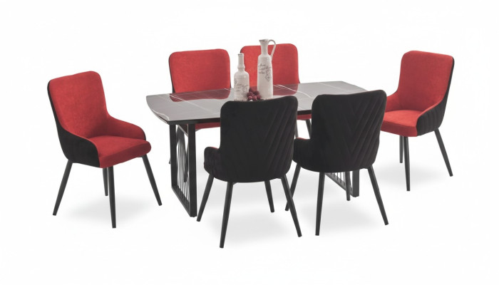 Tavolo da pranzo + 6 sedie Set da pranzo Sala da pranzo Set di mobili da salotto Nuovo