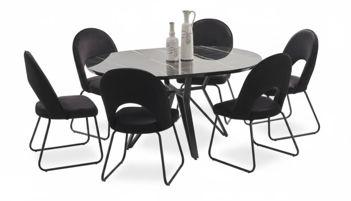 Set da pranzo - tavolo da pranzo con 6 sedie - set completo di lusso da 7 pezzi