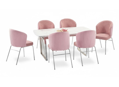 Gruppo da pranzo Tavolo da pranzo 6 sedie Tavolo moderno Mobili di lusso Sala da pranzo 7 pezzi