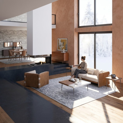 Completo 5 pezzi Mobili Divano a tre posti Sedia di lusso Moderno Tavolino in legno