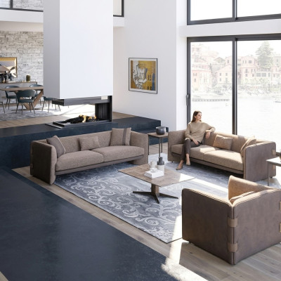 Design lussuoso soggiorno 6 pezzi set di mobili imbottiti arredamento divani a tre posti