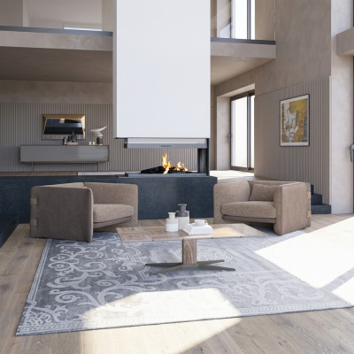 2x Poltrone di lusso soggiorno Tavolino in legno Moderno Arredamento Tessuto Poltrone imbottite