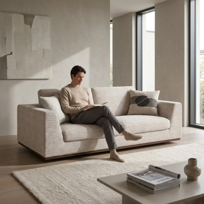 Divano a due posti arredamento soggiorno design tessuto imbottito