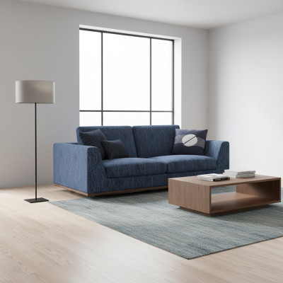 Soggiorno Blu Divano a due posti Moderno Design Tessuto Divano in Tessuto