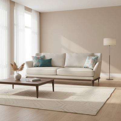 Soggiorno moderno divano a tre posti bianco design mobili imbottiti