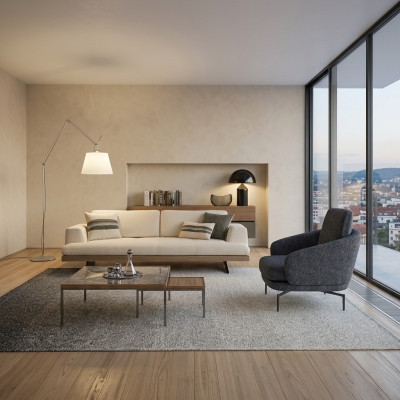Set divano soggiorno, divano a tre posti, design poltrona moderna, tavolino da caffè nuovo.