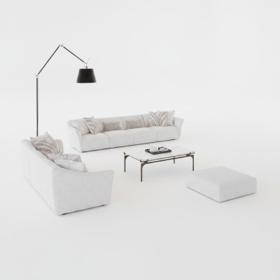 Lusso Bianco 2x Divano 4 posti Tavolino da salotto Moderno Tessile Arredamento