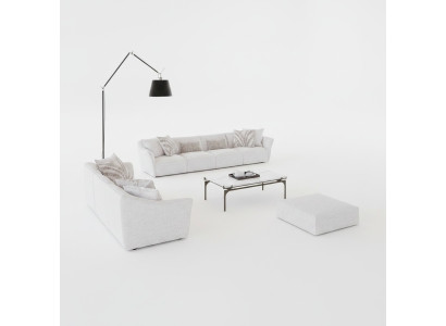 Lusso Bianco 2x Divano 4 posti Tavolino da salotto Moderno Tessile Arredamento