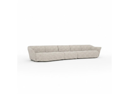 Divano a cinque posti 440cm bianco salotto in tessuto imbottito