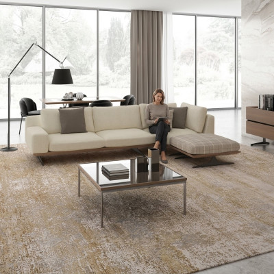 Divano ad angolo di lusso a L Design Set di mobili imbottiti Tavolino da salotto