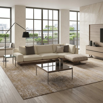 Divano ad angolo di lusso a L Design Set di mobili imbottiti Tavolino da salotto