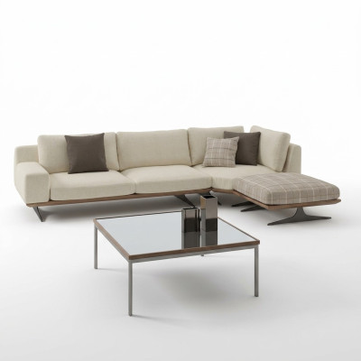 Divano ad angolo di lusso a L Design Set di mobili imbottiti Tavolino da salotto