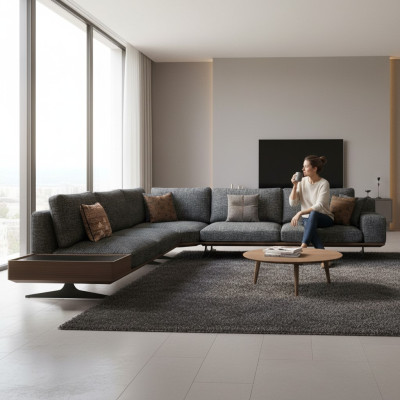 Divano ad angolo di lusso a forma di L, nuovo, moderno, arredamento per il soggiorno, imbottiti.