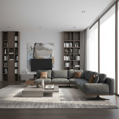 Divano ad angolo di lusso a forma di L, nuovo, moderno, arredamento per il soggiorno, imbottiti.