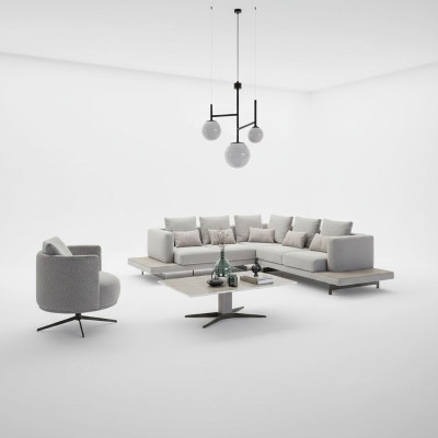 Divano angolare di design a L Arredamento imbottito di lusso Tavolino da salotto Arredamento