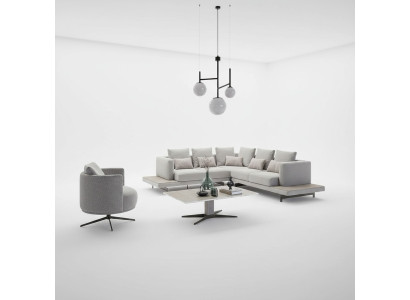 Divano angolare di design a L Arredamento imbottito di lusso Tavolino da salotto Arredamento