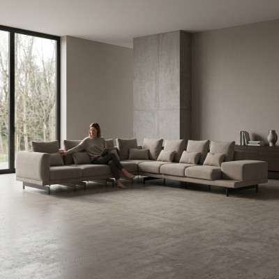 Salotto di lusso Arredamento Divano ad angolo a L Mobili imbottiti Divano Sofa