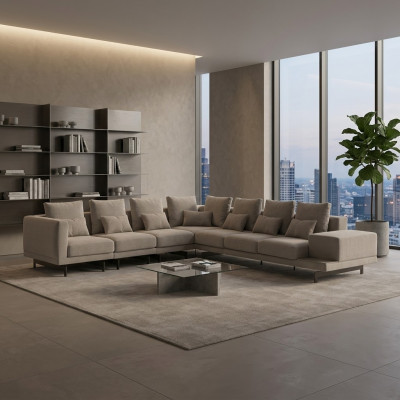 Salotto di lusso Arredamento Divano ad angolo a L Mobili imbottiti Divano Sofa