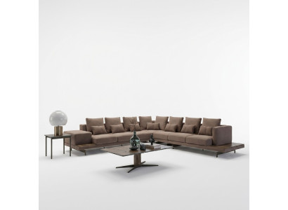 Set soggiorno di design 3 pezzi Divano angolare imbottito in legno Tavolino nuovo