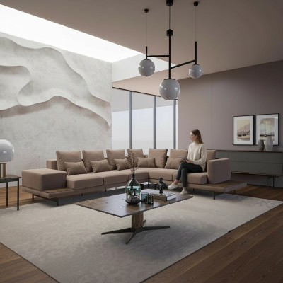 Soggiorno divano ad angolo L-forma design di lusso arredamento tavolino nuovo
