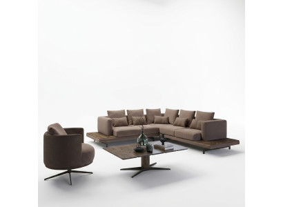Soggiorno mobili di design Set di lusso Divano ad angolo Forma a L Tavolino da salotto