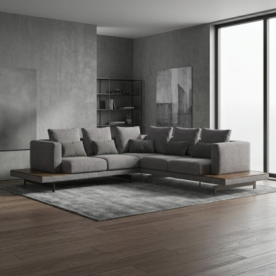 Soggiorno Grigio Tessile Divano Divano a L-Forma Designer Divano di Lusso  Soggiorno in tessuto grigio Divano angolare a L Designer Divano di lusso