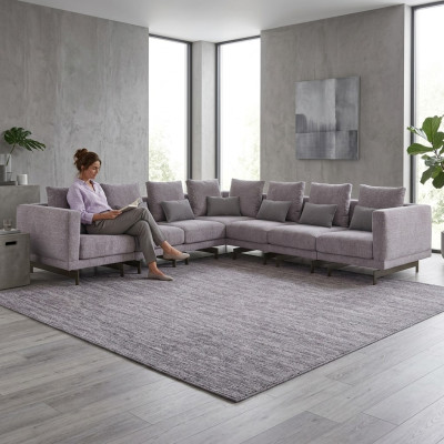 Soggiorno Grigio Divano ad Angolo a Forma di L Designer Divano in Tessuto Mobili Poltrona Nuovo