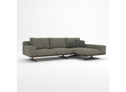 Divano d'angolo design grigio a forma di L per il relax del soggiorno, divano imbottito di lusso moderno.