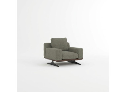 Sedia moderna di design di lusso, poltrona imbottita grigia, nuovo sedile in tessuto.