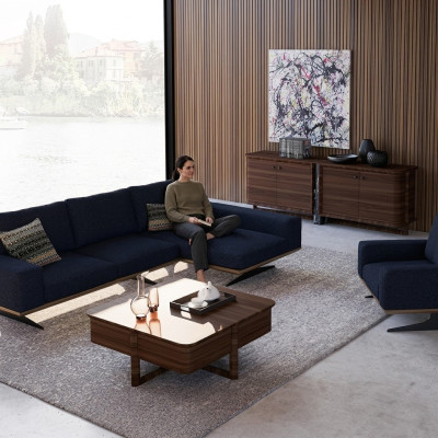 Modern Blu Design Soggiorno Arredamento Divano Imbottito di Lusso Tessuto Imbottito