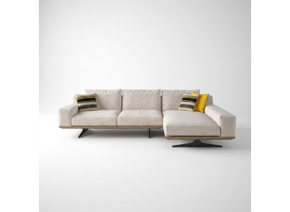 Divano in tessuto di lusso per il soggiorno a forma di L con design, 2 tavolini.