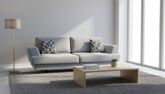 Soggiorno Design Divano 3 Posti Grigio Moderno di Lusso Divano in Tessuto Esclusivo  Salotto Design Divano 3 Posti Grigio Moderno di Lusso Divano in Tessuto Esclusivo