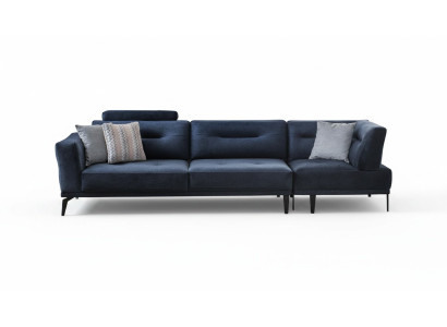 Divano moderno di lusso in tessuto blu per il soggiorno con posti a sedere 4. Design moderno.
