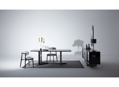 Sala da pranzo set 7 pezzi Tavolo da pranzo Madia Specchio 4 sedie Design moderno  Sala da pranzo set 7 pezzi Tavolo da pranzo Madia Specchio 4 sedie Design moderno