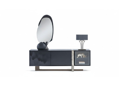 Mobile Buffet Specchio Sala da Pranzo Soggiorno Design Moderno Set di 2 Pezzi