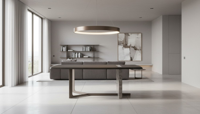 Moderno tavolo da pranzo rettangolare grigio in legno design di lusso