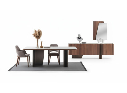 Sala da pranzo 7 pezzi Set moderno Tavolo da pranzo Credenza Buffet Specchio Sedie  Sala da pranzo 7 pezzi Set moderno Tavolo da pranzo Credenza Buffet Specchio Sedie