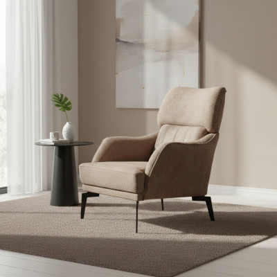 Poltrona moderna beige per il soggiorno, 1 posto, lussuoso mobile imbottito nuovo.