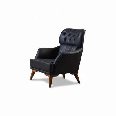 Poltrona Chesterfield nera monoposto di lusso per il soggiorno