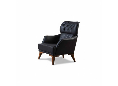 Poltrona Chesterfield nera monoposto di lusso per il soggiorno