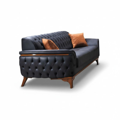 Lussuoso divano Chesterfield blu moderno a tre posti di lusso