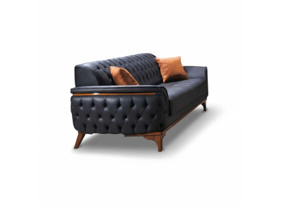 Lussuoso divano Chesterfield blu moderno a tre posti di lusso