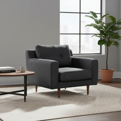 Imbottitura Grigia Poltrona Monoposto Salotto Mobile Sedia Elegante Stile Moderno