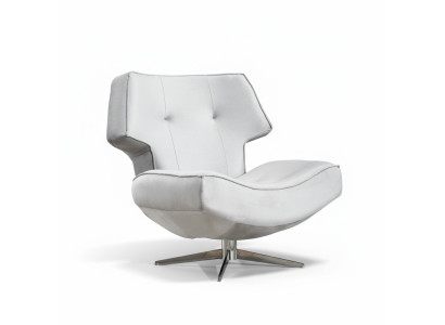 Poltrona Bianca Design Moderno di Lusso per Soggiorno Monoposto in Tessuto